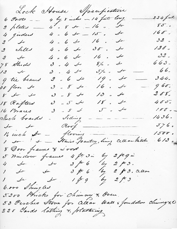 D&R Canal House Specs; CantorCollection; c1833