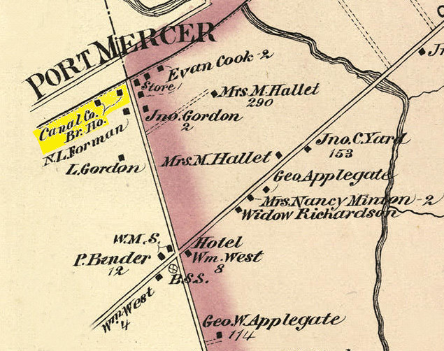 Crop of the 1875 Everts and Stewarts Map Showing Port Mercer